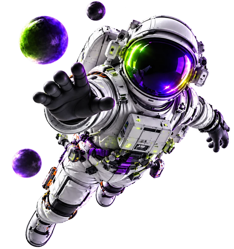 Astronauta da AMX Lab flutuando no espaço